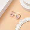 Natural Rose Quartz Pi Disc/Donut Dangle Hoop Earrings EJEW-JE05132-04-2