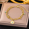304 Stainless Steel Synthetic Turquoise Beads Double Layers Bracelets FS-WGDB07B-01-3