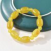 Natural Yellow Agate Bead Stretch Bracelets G-P570-01K-2
