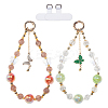 2Pcs 2 Colors Glass & Acrylic & Alloy Enamel Pendant Decorations HJEW-DR00245-1