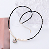 Cute Cat Head Pendant Silver Black Tourmaline Freshwater Pearl Necklace MQ9984-2