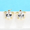 Brass Micro Pave Clear Cubic Zirconia Stud Earrings LS-EJEW-H157-03G-01-1