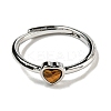 Heart Natural Mixed Stone Adjustable Rings RJEW-Q818-02P-4