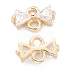 Brass Clear Cubic Zirconia Links Connectors ZIRC-O042-05G-2
