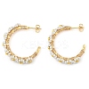 304 Stainless Steel & Bohemian Beaded C-Shaped with Flower Stud Earrings for Women EJEW-R001-03G-02-2