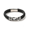 304 Stainless Steel Knot Link Bracelet with Magnetic Clasp BJEW-C021-26P-1