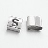 Tarnish Resistant Letter Style 201 Stainless Steel Square Slide Charms STAS-L132-10-1