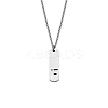 304 Stainless Steel Rectangle with Laser Cut Initial Pendant Necklaces FS-WG71FEF-10-1
