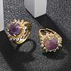 Sunflower Natural Amethyst Finger Rings RJEW-B113-03G-08-1