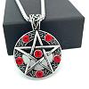 Stainless Steel Ruby Rhinestone Star Pendant Necklaces for Unisex RH8338-3
