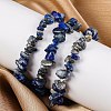 Unisex Chip Natural Lapis Lazuli Beaded Stretch Bracelets BJEW-S143-07-4