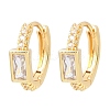 Rectangle Brass Micro Pave Clear Cubic Zirconia Hoop Earrings EJEW-D348-05G-2