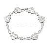 Heart & Horse Eye Brass Micro Pave Clear Cubic Zirconia Link Chain Bracelets for Women BJEW-G740-03P-4
