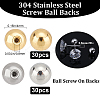 60Pcs 2 Colors Stainless Steel Ear Nuts STAS-BBC0003-34-2