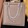 304 Stainless Steel Snake Chain Double Layer Necklaces for Women NJEW-Z072-03P-1