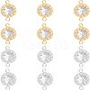 12Pcs 2 Colors 304 Stainless Steel Clear Cubic Zirconia Connector Charms STAS-UN0037-33-1