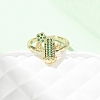 Adjustable Brass Micro Pave Cubic Zirconia Cuff Rings for Women RJEW-B138-02G-2