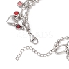 Heart 304 Stainless Steel Figaro & Ball Chains Double Layers Bracelets BJEW-JB13177-01-5