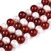 Natural Carnelian(Dyed & Heated) Round & Natural Cultured Freshwater Pearl Grooved Potato Beads Strands PEAR-N019-09-2