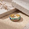 Brass Enamel Cuff Open Rings for Women WGD330E-01-3