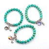 Synthetic Turquoise(Dyed) Beads Stretch Charm Bracelets BJEW-JB04024-M-1