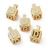 Alphabet Brass Micro Pave Clear Cubic Zirconia Pendants ZIRC-O045-01G-D-1