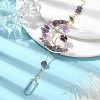 Wire Wrapped Natural Amethyst Chips & Brass Moon Pendant Decorations HJEW-TA00103-01-2