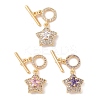 Golden Brass Micro Pave Clear Cubic Zirconia Toggle Clasps KK-B100-040G-1