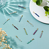 12Pcs 12 Styles Natural Mixed Stone Faceted Round Beaded Pendants PALLOY-FH00149-4