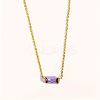 Birthstone Style Brass Cubic Zirconia Rectangle Pendant Necklaces for Women FS-WGDF12C-06-1