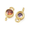 Brass Pave Cubic Zirconia Connector Charms KK-L264-09G-2