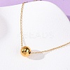 304 Stainless Steel Round Ball Pendant Necklaces for Women NJEW-K255-51G-3