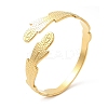 Ion Plating(IP) 304 Stainless Steel Feather Cuff Bangles BJEW-L682-025G-3