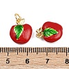 Brass Enamel Fruit Apple Charms KK-I377-04G-B03-3