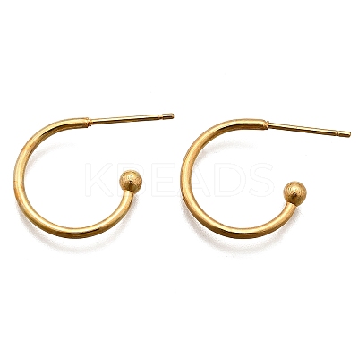 304 Stainless Steel C-shaped Hoop Circle Ball Stud Earrings LS-STAS-K204-04G-1
