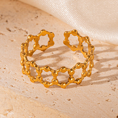 201 Stainless Steel Hexagon Link Chain Cuff Rings FS-WG16057-35-1