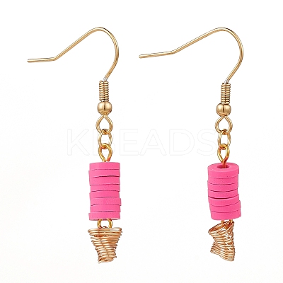 Polymer Clay Heishi Beads Dangle Earrings EJEW-JE04456-01-1