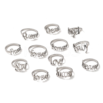 Non-Tarnish Word 201 Stainless Steel Finger Ring RJEW-Z027-01P-1