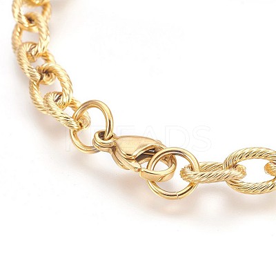 Ion Plating(IP) 304 Stainless Steel Cable Chain Bracelets BJEW-P237-20G-1