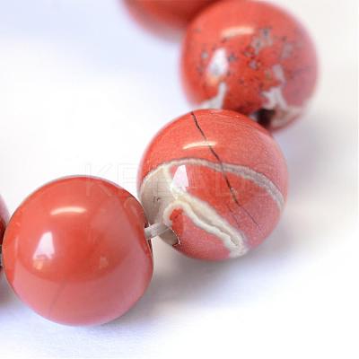 Natural Red Jasper Round Bead Strands G-E334-6mm-27-1