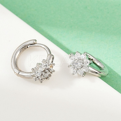 Brass Micro Pave Cubic Zirconia Hoop Earrings EJEW-S277-07P-1