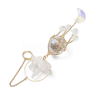Stainless Steel Cable Chains Pouch Teardrop Pendant Decorations HJEW-JM01578-1