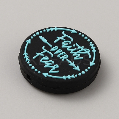 Flat Round with Arrow Silicone Focal Beads SIL-WH0021-06F-1