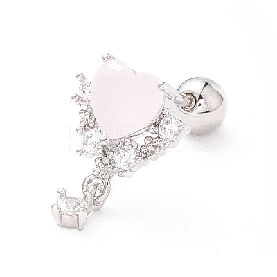 Heart Cat Eye Stud Earrings for Women LS-EJEW-A065-07P-1