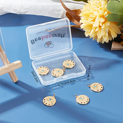 6Pcs Brass Micro Pave Colorful Cubic Zirconia Pendants KK-BBC0002-34-1
