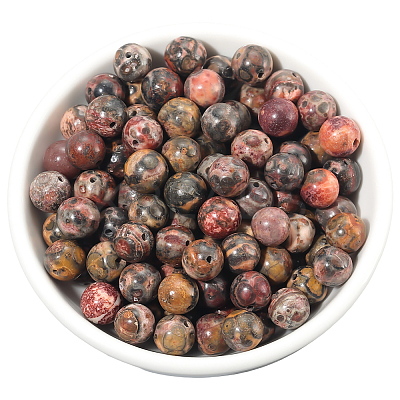 120Pcs Natural Leopard Skin Jasper Beads Strands G-PA0001-22B-1
