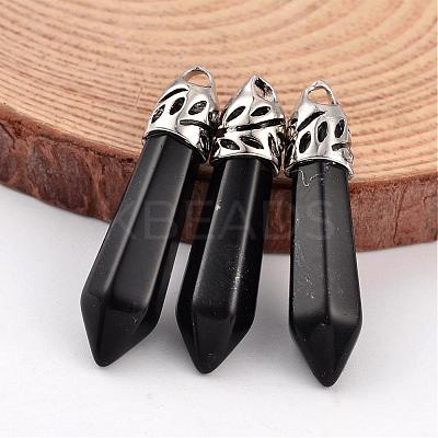 Bullet Natural Obsidian Pointed Pendants G-E332-C03-1