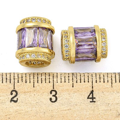Rack Plating Brass Micro Pave Cubic Zirconia European Beads KK-F089-31G-04-1