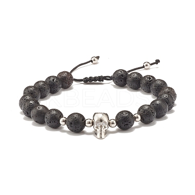 Adjustable Skull Braided Bead Bracelets BJEW-JB07497-01-1