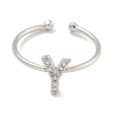 Rack Plating Brass Open Cuff Rings for Women RJEW-F162-02P-Y-1